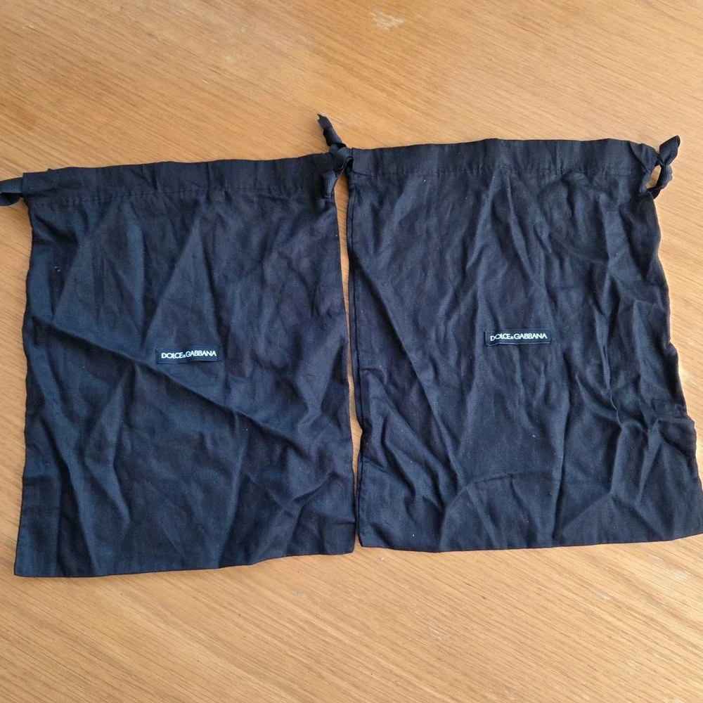Dolce‎ & Gabbana Set of 2 Black Cotton Drawstring Dust Bags 11x14